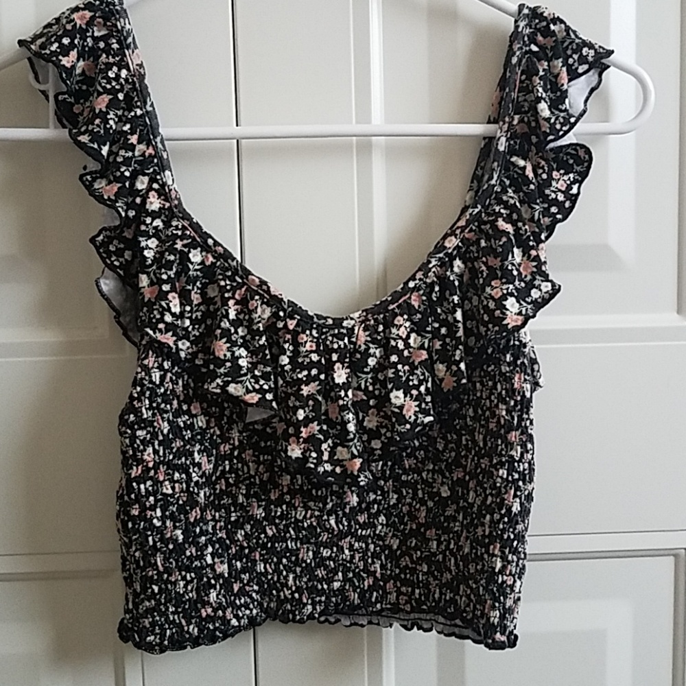 Ribbed AE Cropped Floral Tank